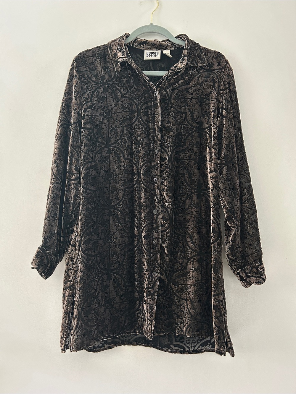 Vintage Chico's Crushed Velvet/Silk Tunic Sheer Elegant Loose Drape Evening SZ 0